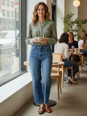 Banana Republic Pintucked Swing Top in Cardoon Green Sz XS Boho Romantic
